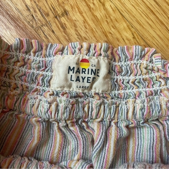 Marine Layer Smocked Mini Skirt in Multi Stripe - Picture 4 of 9